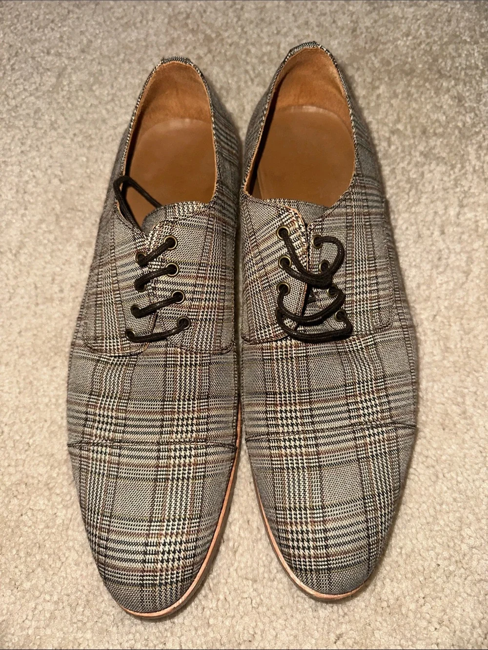 Taft Men's Plaid Lace-Up Dress Shoes in Brown
